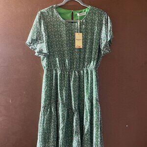 Women’s Boho Floral Chiffon Dress – Flutter Sleeve, Flowy Summer Skater Style